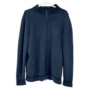 Phil Petter Mens Australia Rib Knit Wool Blend Full Zip Cardigan Sweater‎ Navy
